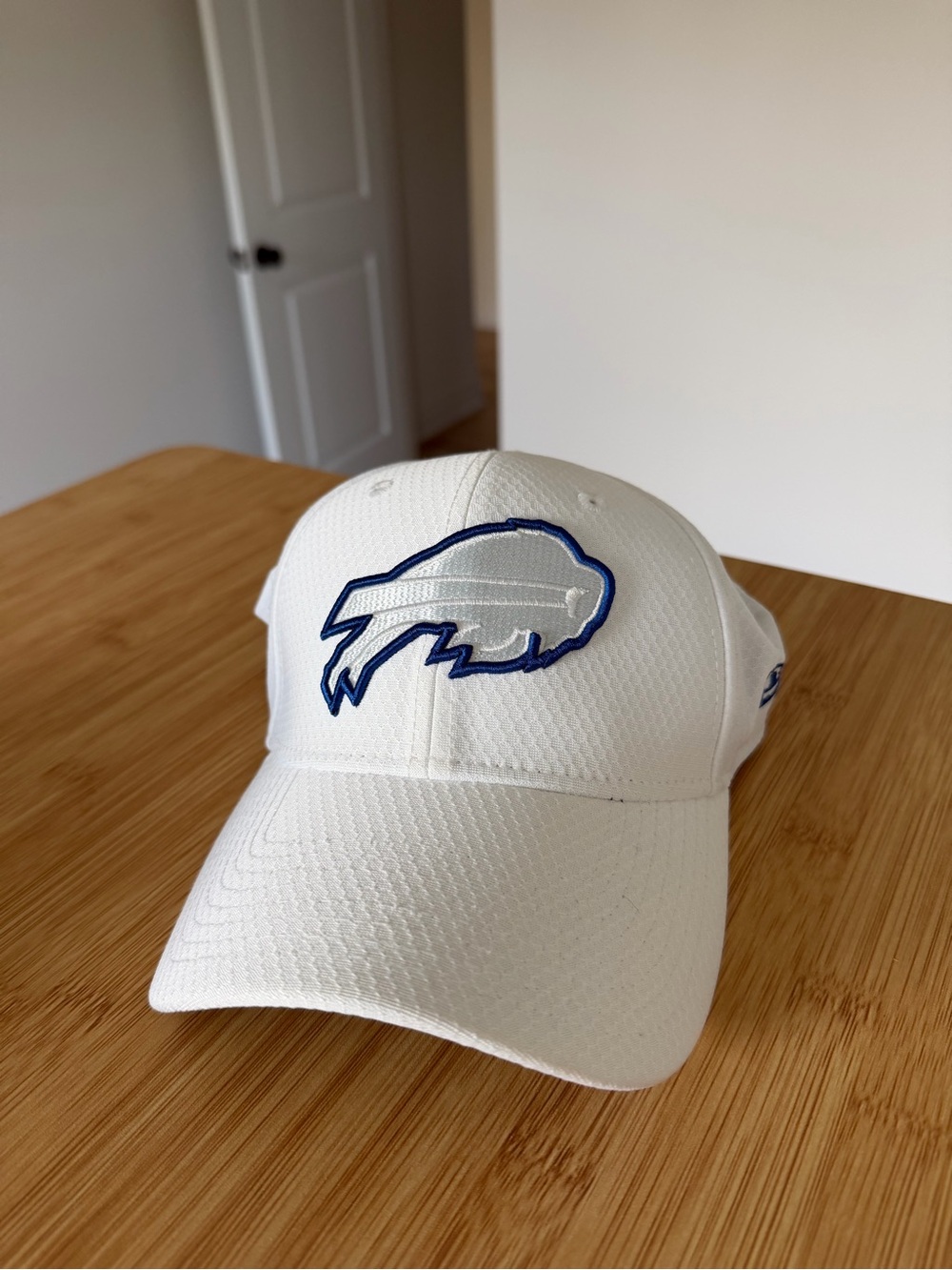 New Era White Baseball Cap with Blue-Trim Buffalo Logo
